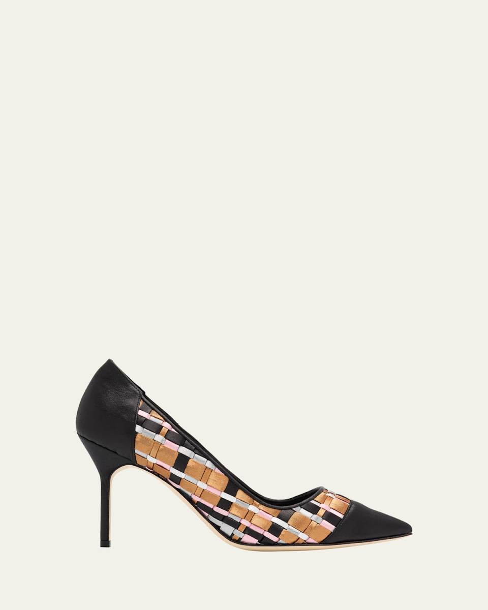 Capcour Basketweave Cap-Toe Pumps